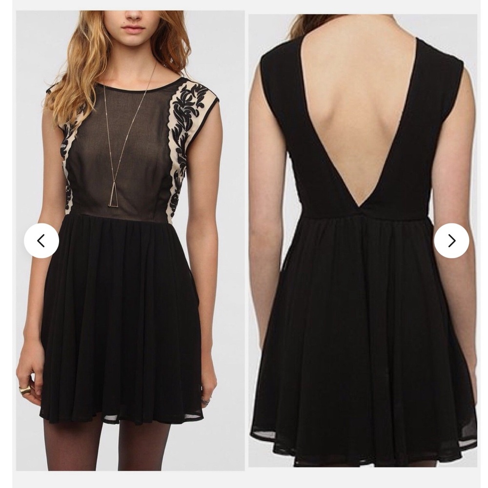 Urban Outfitters Embroidered Dress with Deep V Back, Size 10